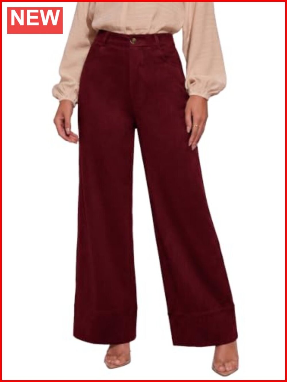 Womens Corduroy Pants High Waisted Baggy Wide Leg Fall Winter